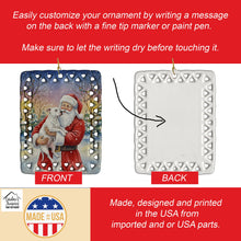 Load image into Gallery viewer, White Pit Bull Terrier with Santa Claus Porcelain Ornament