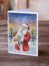 Load image into Gallery viewer, White Pit Bull Terrier with Santa Claus Greeting Cards Pack of 8