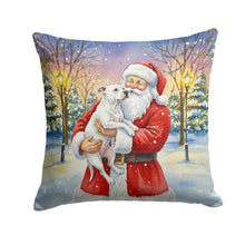 Load image into Gallery viewer, White Pit Bull Terrier with Santa Claus Throw Pillow