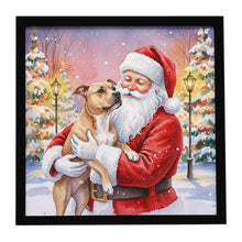 Load image into Gallery viewer, Pit Bull Terrier with Santa Claus Framed Metal Print