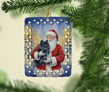 Load image into Gallery viewer, Black Pomeranian with Santa Claus Porcelain Ornament