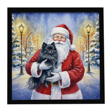 Load image into Gallery viewer, Black Pomeranian with Santa Claus Framed Metal Print