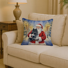 Load image into Gallery viewer, Black Pomeranian with Santa Claus Throw Pillow