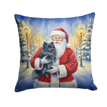 Load image into Gallery viewer, Black Pomeranian with Santa Claus Throw Pillow