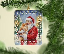 Load image into Gallery viewer, Pomeranian with Santa Claus Porcelain Ornament