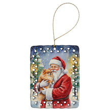 Load image into Gallery viewer, Pomeranian with Santa Claus Porcelain Ornament