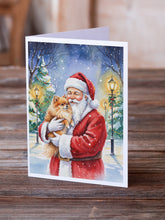 Load image into Gallery viewer, Pomeranian with Santa Claus Greeting Cards Pack of 8