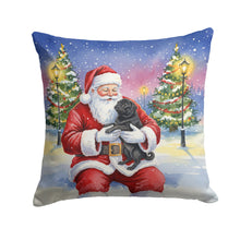 Load image into Gallery viewer, Black Pug with Santa Claus Throw Pillow