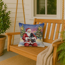 Load image into Gallery viewer, Black Pug with Santa Claus Throw Pillow