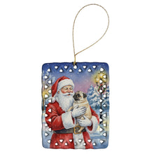 Load image into Gallery viewer, Pug with Santa Claus Porcelain Ornament