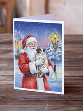 Load image into Gallery viewer, Pug with Santa Claus Greeting Cards Pack of 8