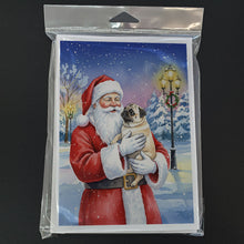 Load image into Gallery viewer, Pug with Santa Claus Greeting Cards Pack of 8