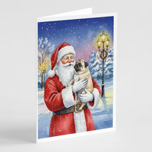 Load image into Gallery viewer, Pug with Santa Claus Greeting Cards Pack of 8