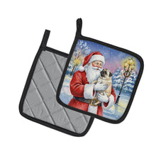 Load image into Gallery viewer, Pug with Santa Claus Pair of Pot Holders