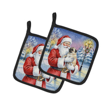 Load image into Gallery viewer, Pug with Santa Claus Pair of Pot Holders