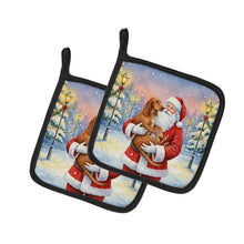 Load image into Gallery viewer, Redbone Coonhound with Santa Claus Pair of Pot Holders