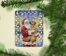 Load image into Gallery viewer, Rhodesian Ridgeback with Santa Claus Porcelain Ornament
