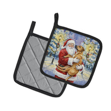Load image into Gallery viewer, Rhodesian Ridgeback with Santa Claus Pair of Pot Holders