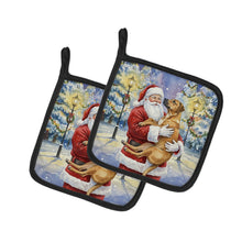 Load image into Gallery viewer, Rhodesian Ridgeback with Santa Claus Pair of Pot Holders