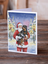 Load image into Gallery viewer, Rottweiler with Santa Claus Greeting Cards Pack of 8