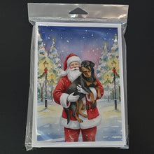 Load image into Gallery viewer, Rottweiler with Santa Claus Greeting Cards Pack of 8