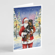 Load image into Gallery viewer, Rottweiler with Santa Claus Greeting Cards Pack of 8