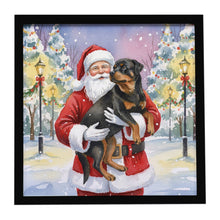 Load image into Gallery viewer, Rottweiler with Santa Claus Framed Metal Print