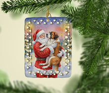 Load image into Gallery viewer, Saint Bernard with Santa Claus Porcelain Ornament