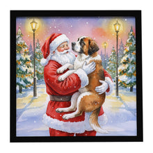 Load image into Gallery viewer, Saint Bernard with Santa Claus Framed Metal Print
