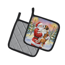 Load image into Gallery viewer, Saint Bernard with Santa Claus Pair of Pot Holders