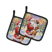 Load image into Gallery viewer, Saint Bernard with Santa Claus Pair of Pot Holders