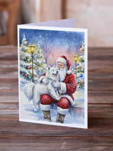 Load image into Gallery viewer, Samoyed with Santa Claus Greeting Cards Pack of 8