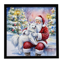 Load image into Gallery viewer, Samoyed with Santa Claus Framed Metal Print