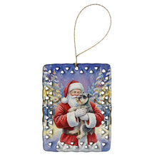 Load image into Gallery viewer, Schnauzer with Santa Claus Porcelain Ornament