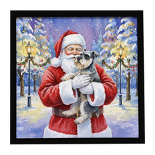 Load image into Gallery viewer, Schnauzer with Santa Claus Framed Metal Print