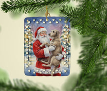 Load image into Gallery viewer, Scottish Deerhound with Santa Claus Porcelain Ornament