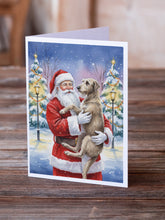 Load image into Gallery viewer, Scottish Deerhound with Santa Claus Greeting Cards Pack of 8
