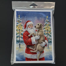 Load image into Gallery viewer, Scottish Deerhound with Santa Claus Greeting Cards Pack of 8