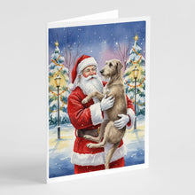 Load image into Gallery viewer, Scottish Deerhound with Santa Claus Greeting Cards Pack of 8