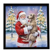 Load image into Gallery viewer, Scottish Deerhound with Santa Claus Framed Metal Print