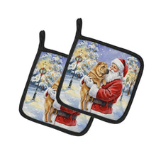 Load image into Gallery viewer, Shar Pei with Santa Claus Pair of Pot Holders