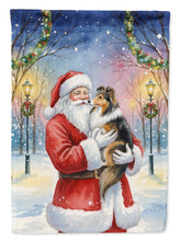 Load image into Gallery viewer, Sheltie with Santa Claus House Flag