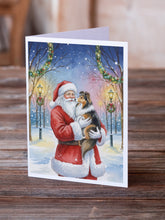 Load image into Gallery viewer, Sheltie with Santa Claus Greeting Cards Pack of 8