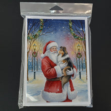 Load image into Gallery viewer, Sheltie with Santa Claus Greeting Cards Pack of 8