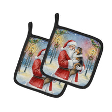 Load image into Gallery viewer, Sheltie with Santa Claus Pair of Pot Holders