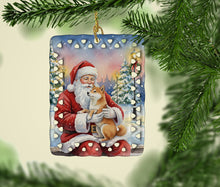 Load image into Gallery viewer, Shiba Inu with Santa Claus Porcelain Ornament