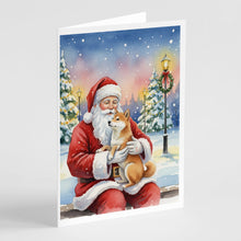 Load image into Gallery viewer, Shiba Inu with Santa Claus Greeting Cards Pack of 8