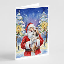 Load image into Gallery viewer, Shih Tzu with Santa Claus Greeting Cards Pack of 8