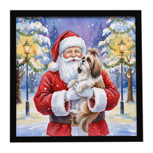 Load image into Gallery viewer, Shih Tzu with Santa Claus Framed Metal Print