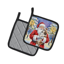 Load image into Gallery viewer, Shih Tzu with Santa Claus Pair of Pot Holders